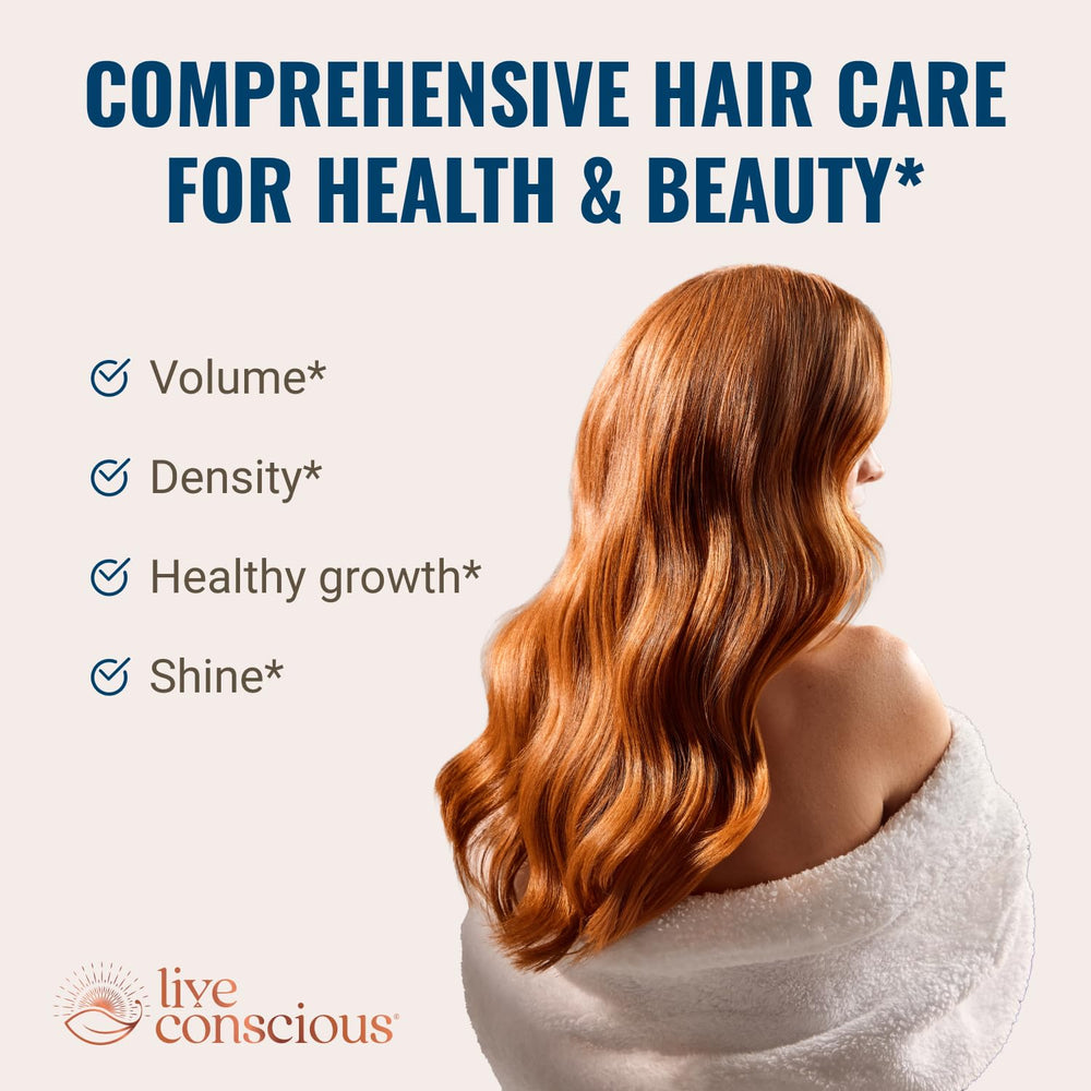 Hair La Vie Live Conscious Clinical Formula capsules closeup highlighting key ingredients.