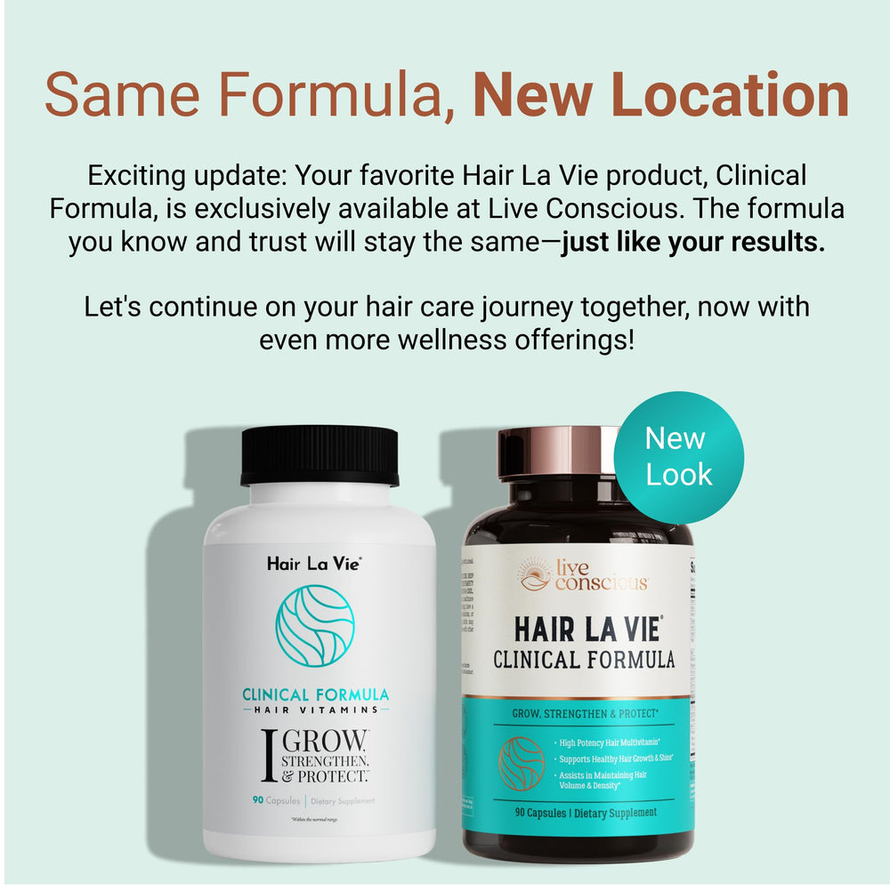 Hair La Vie Live Conscious Clinical Formula product lineup to suggest routine.