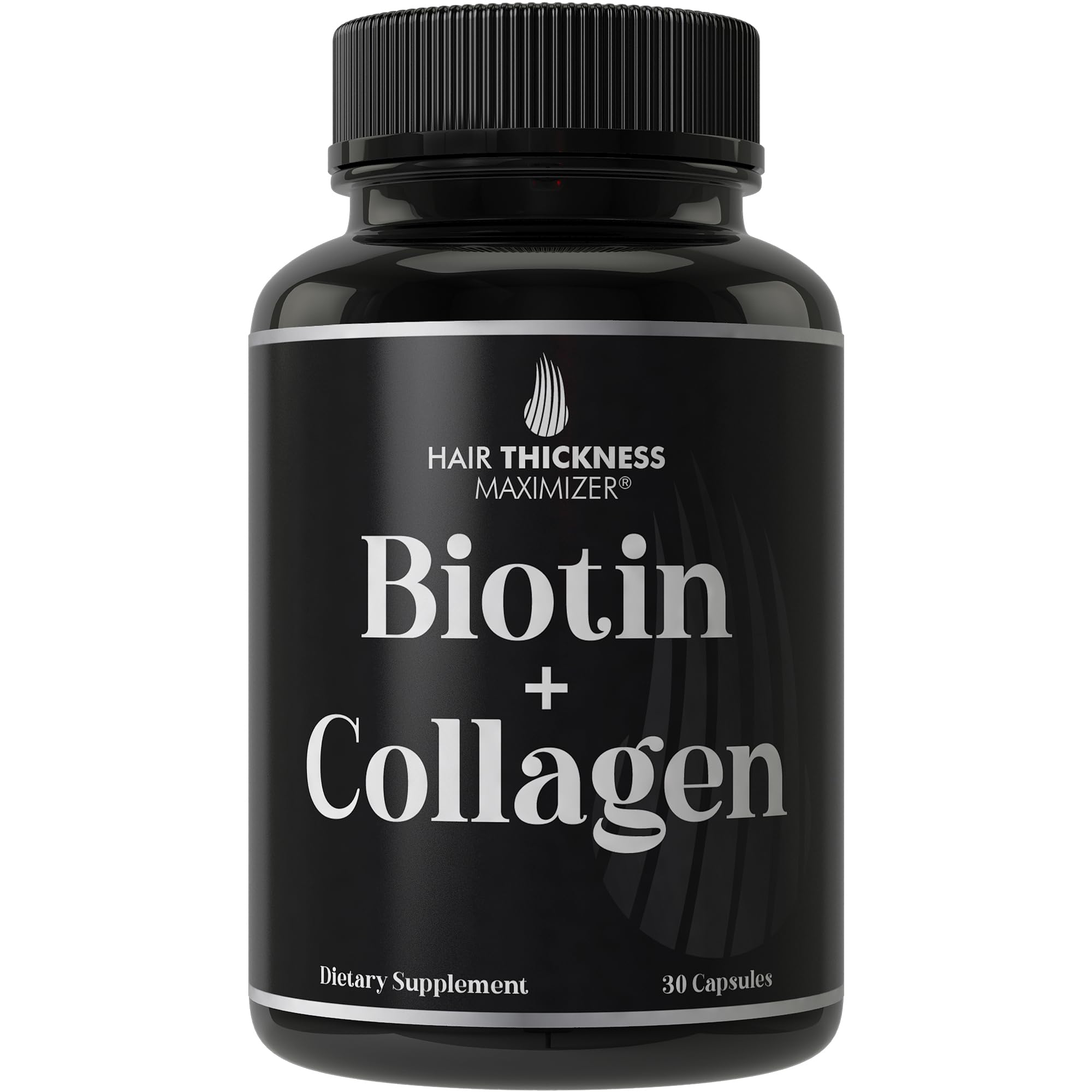 Hair Thickness Maximizer bottle cap showing easy access for daily biotin and collagen support