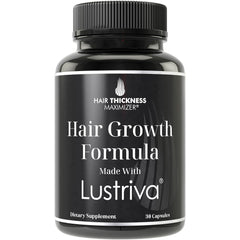 Hair Thickness Maximizer Lustriva bottle ready for daily hair growth support.