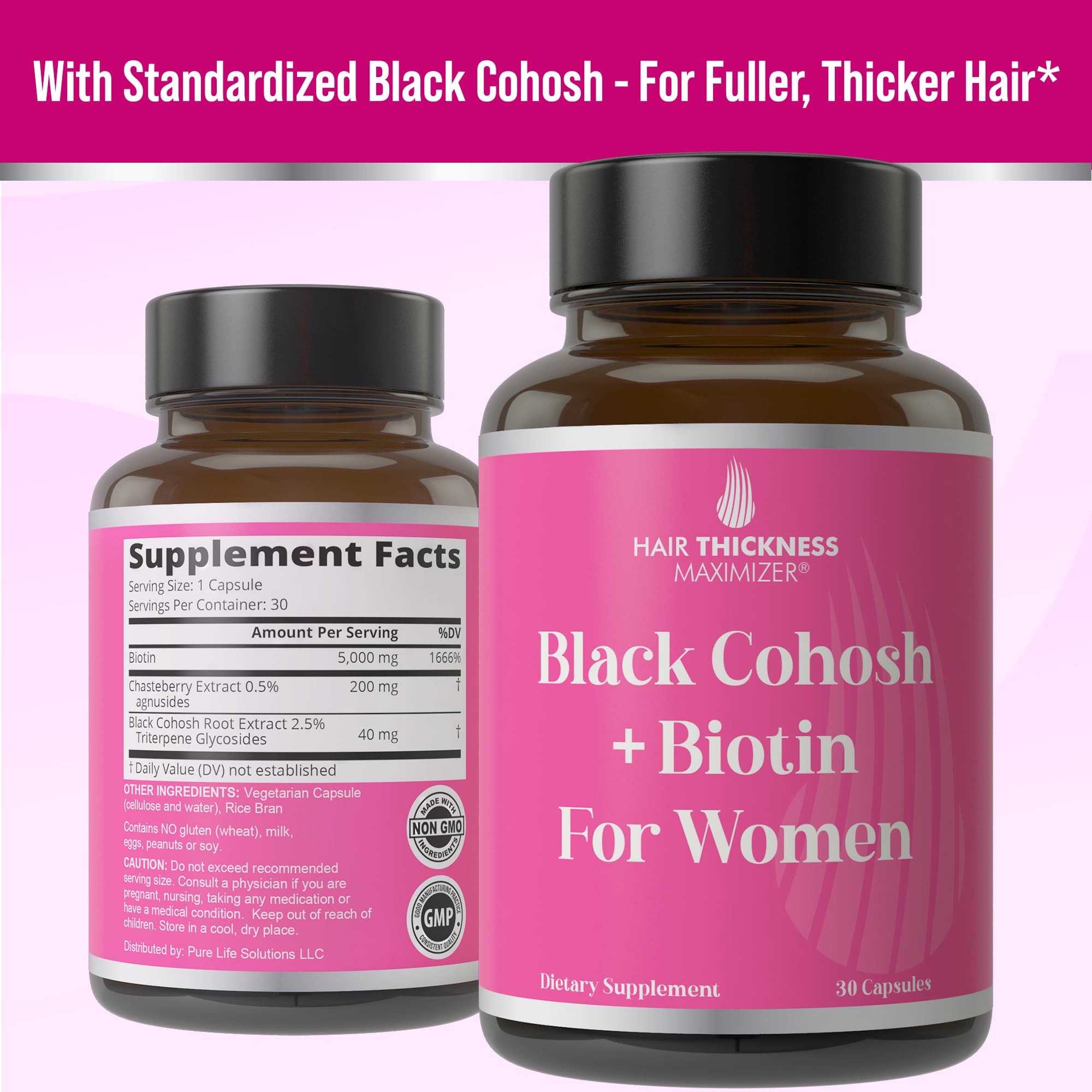 Packaging shot of USA-made Hair Thickness Maximizer for trustworthy hair health support.
