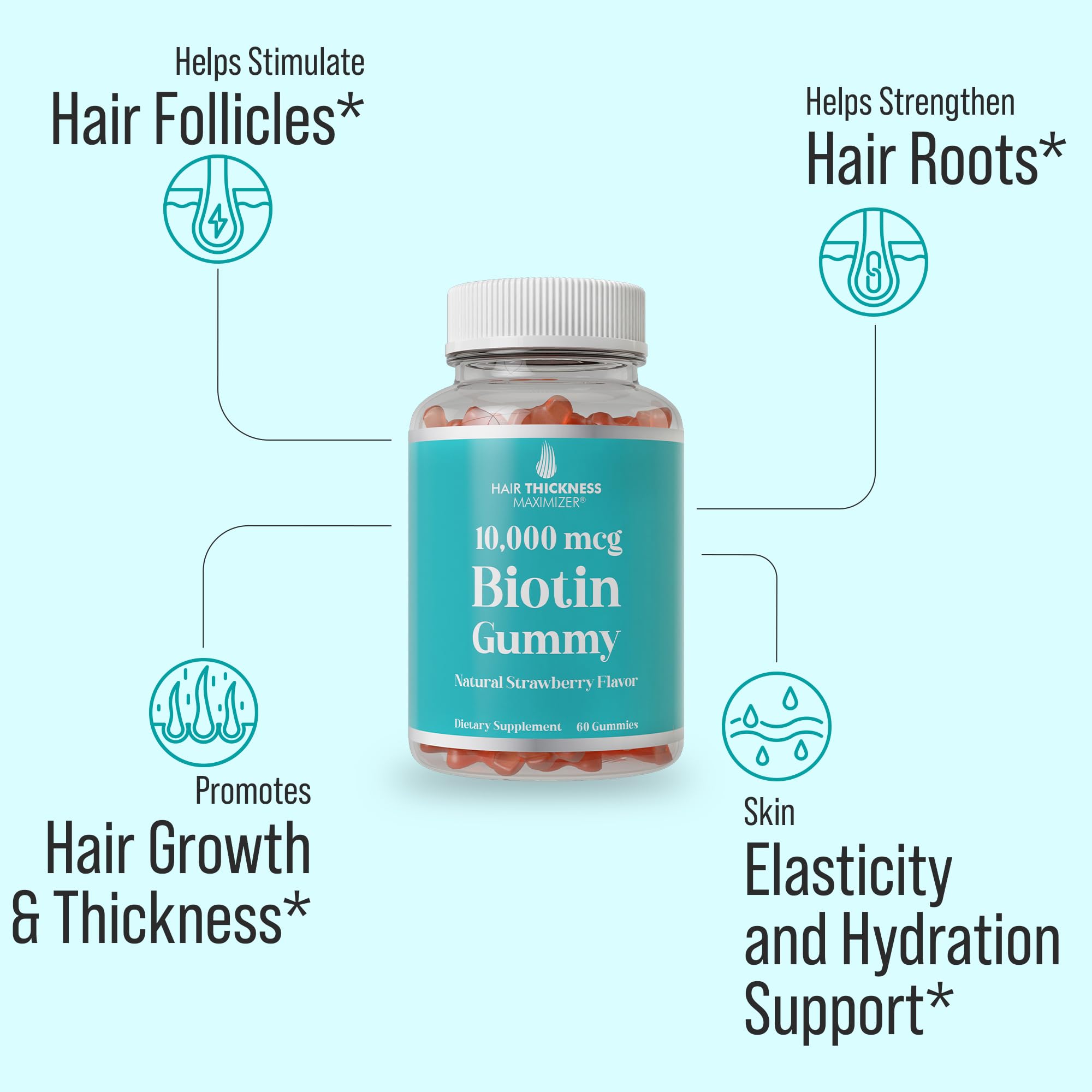 Hair Thickness Maximizer strawberry flavor close-up for daily use