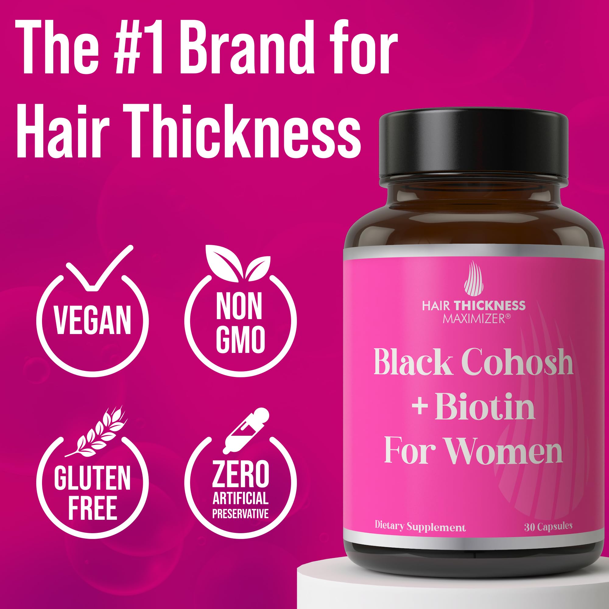 Lifestyle image of a woman with healthy hair benefiting from the supplement.