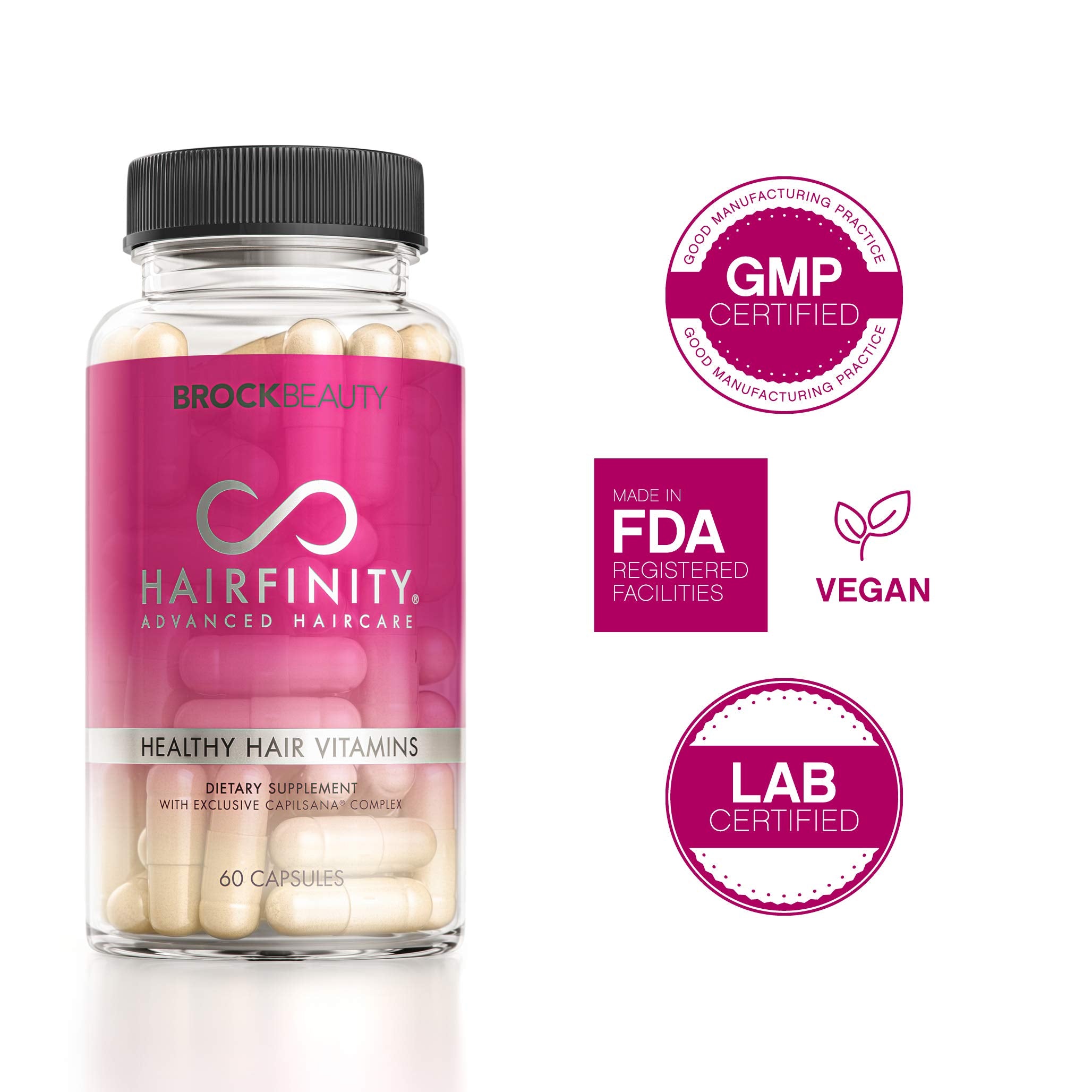 Hairfinity bottle on a clean surface for easy at-home use