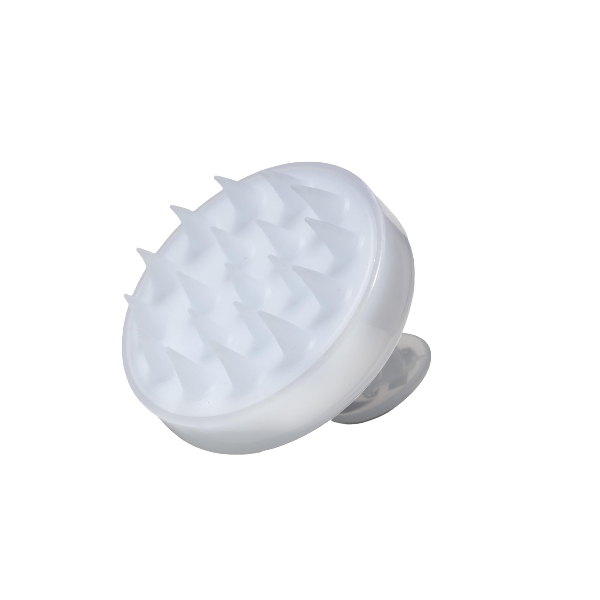 Hairstory Massaging Scalp Brush close-up, silicone bristles for gentle cleansing.
