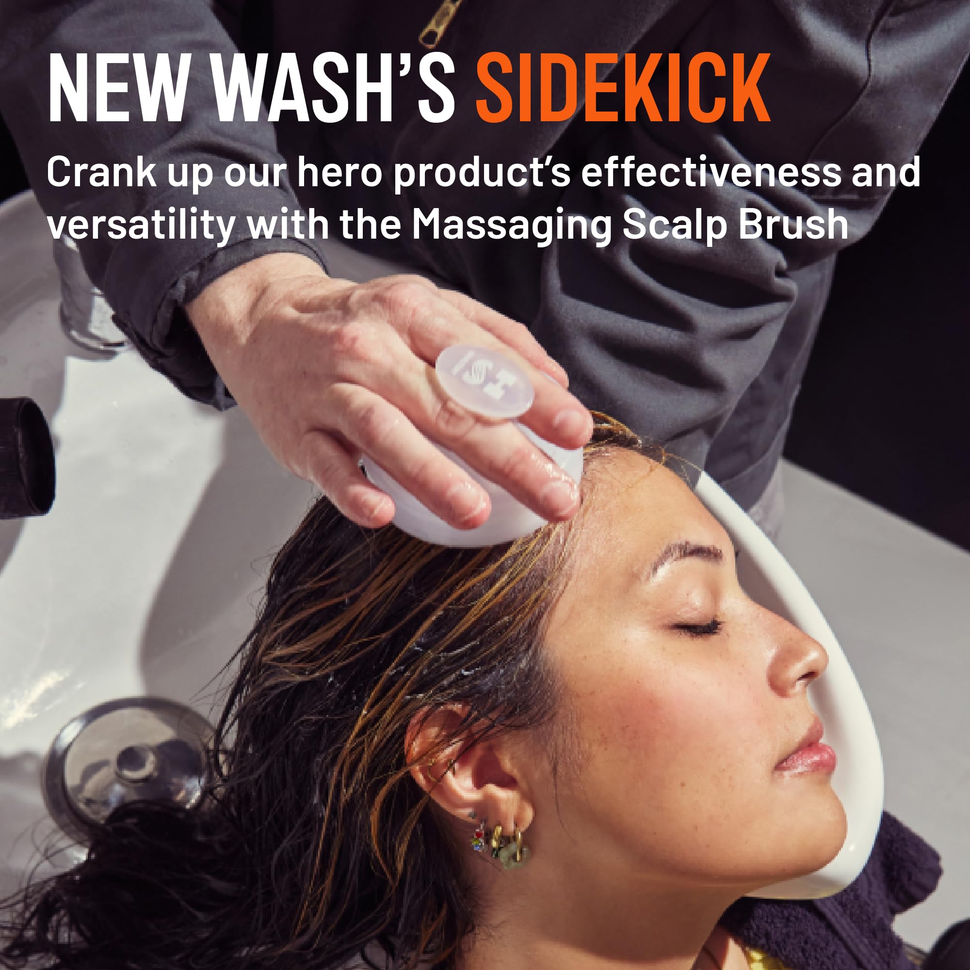 Hairstory Massaging Scalp Brush with New Wash bottle for a streamlined routine.
