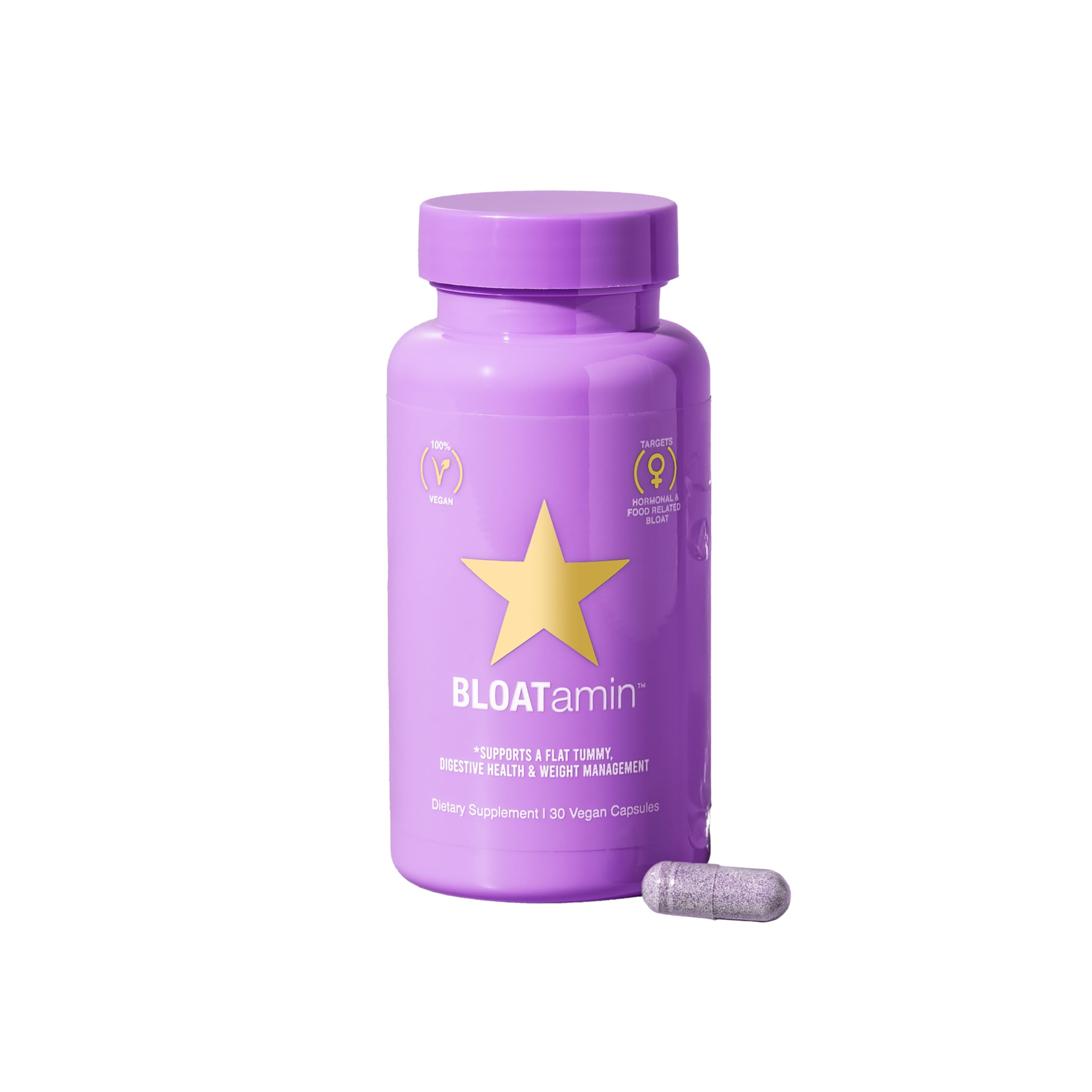HAIRtamin BLOATamin bottle front view for daily bloating relief potential