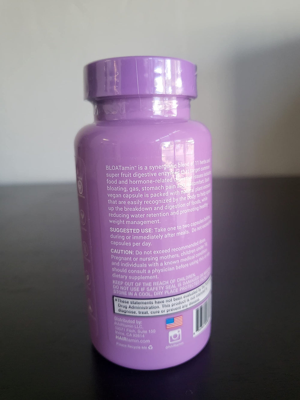 HAIRtamin BLOATamin packaging and label readability