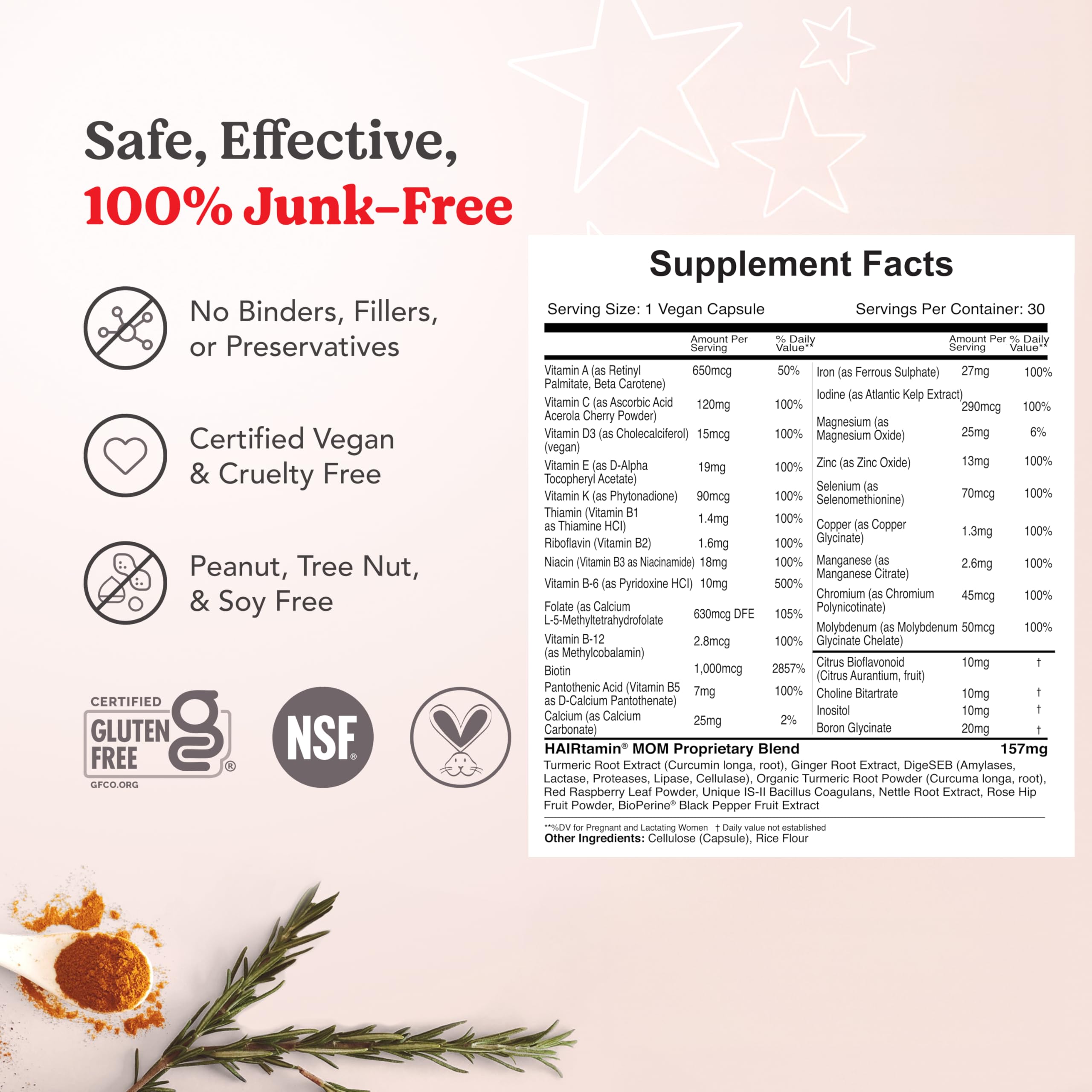 HAIRtamin MOM packaging highlighting cruelty-free design