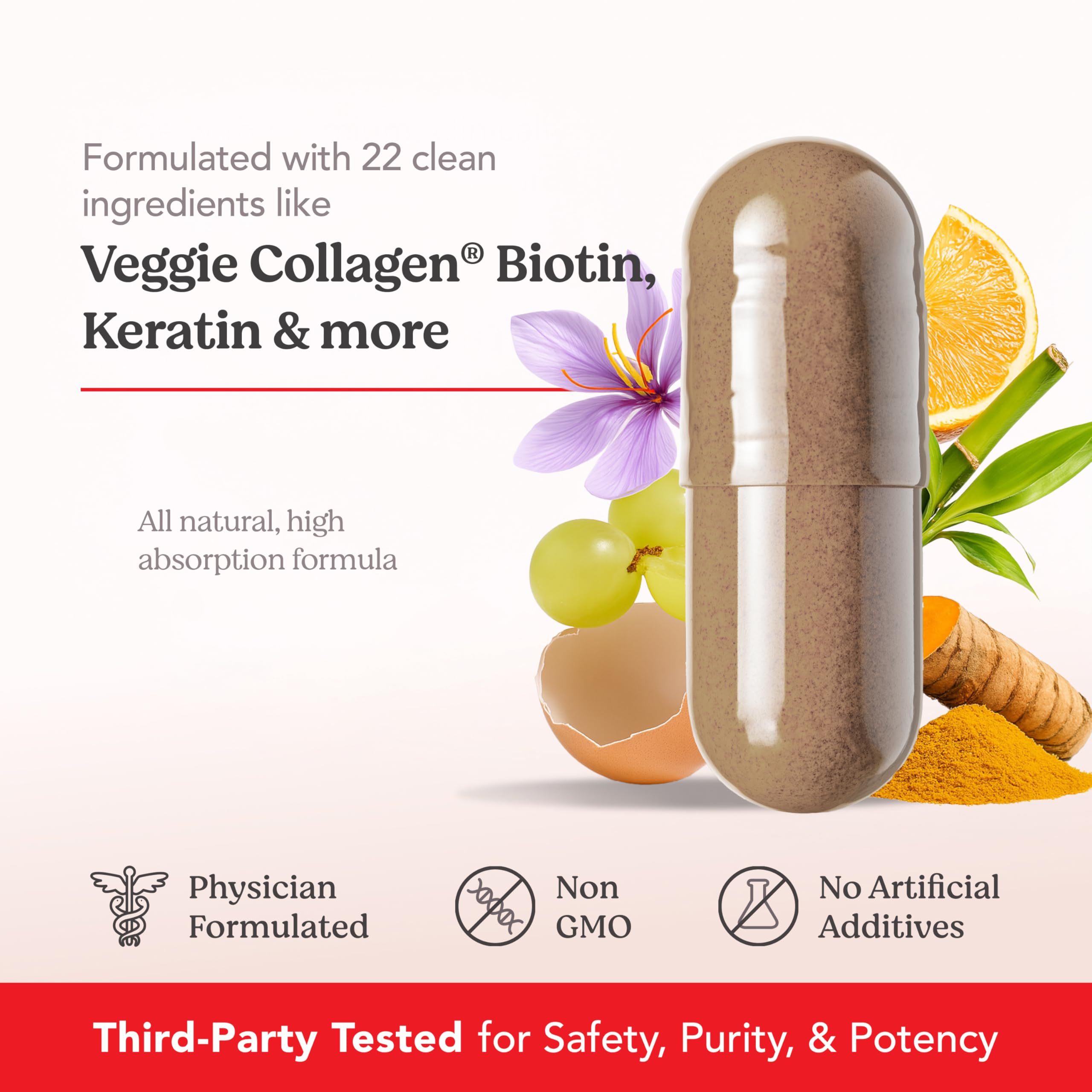 HAIRtamin SKINtamin ingredient list with 22 clean ingredients.