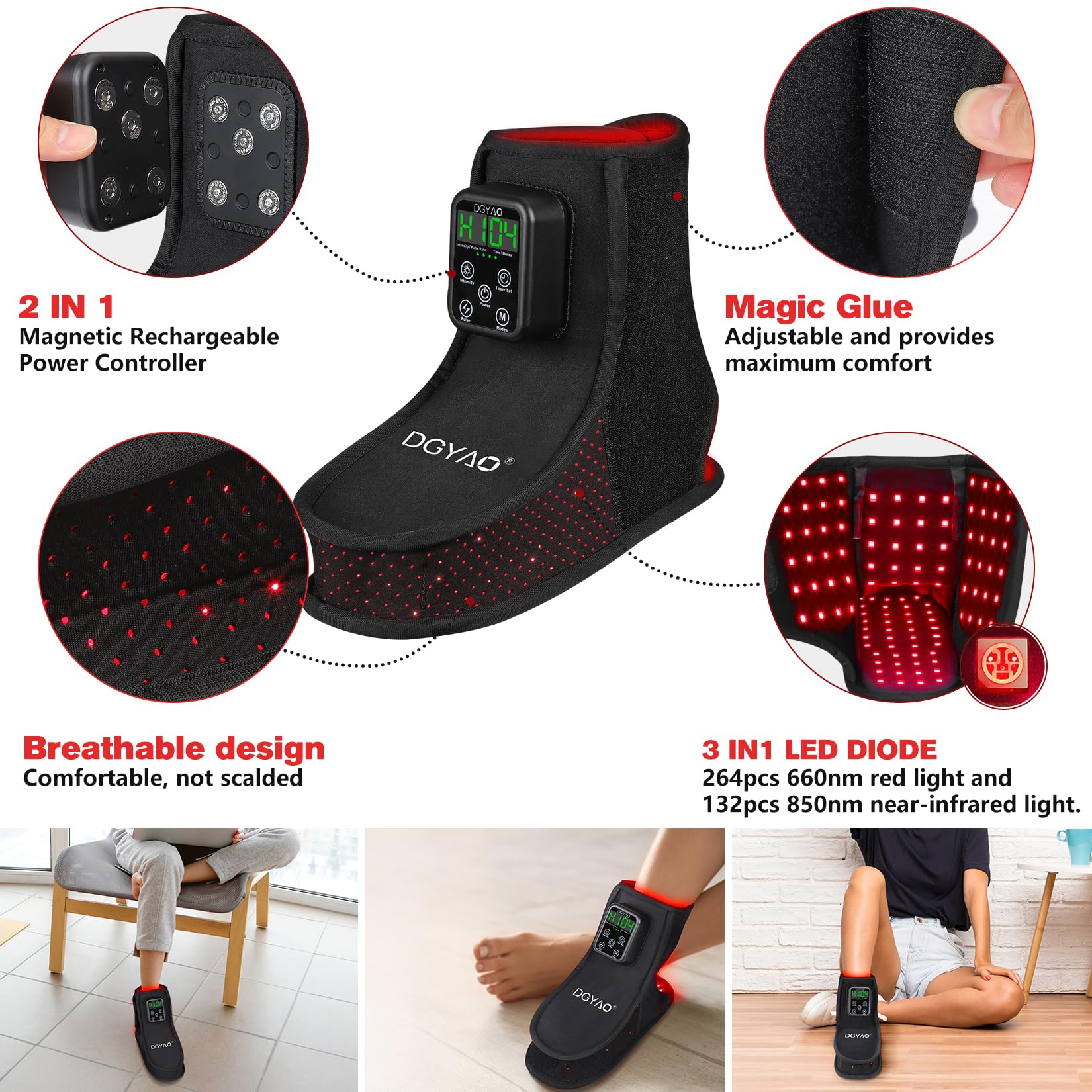 HAIYUE 660nm red LED matrix close-up highlighting surface comfort