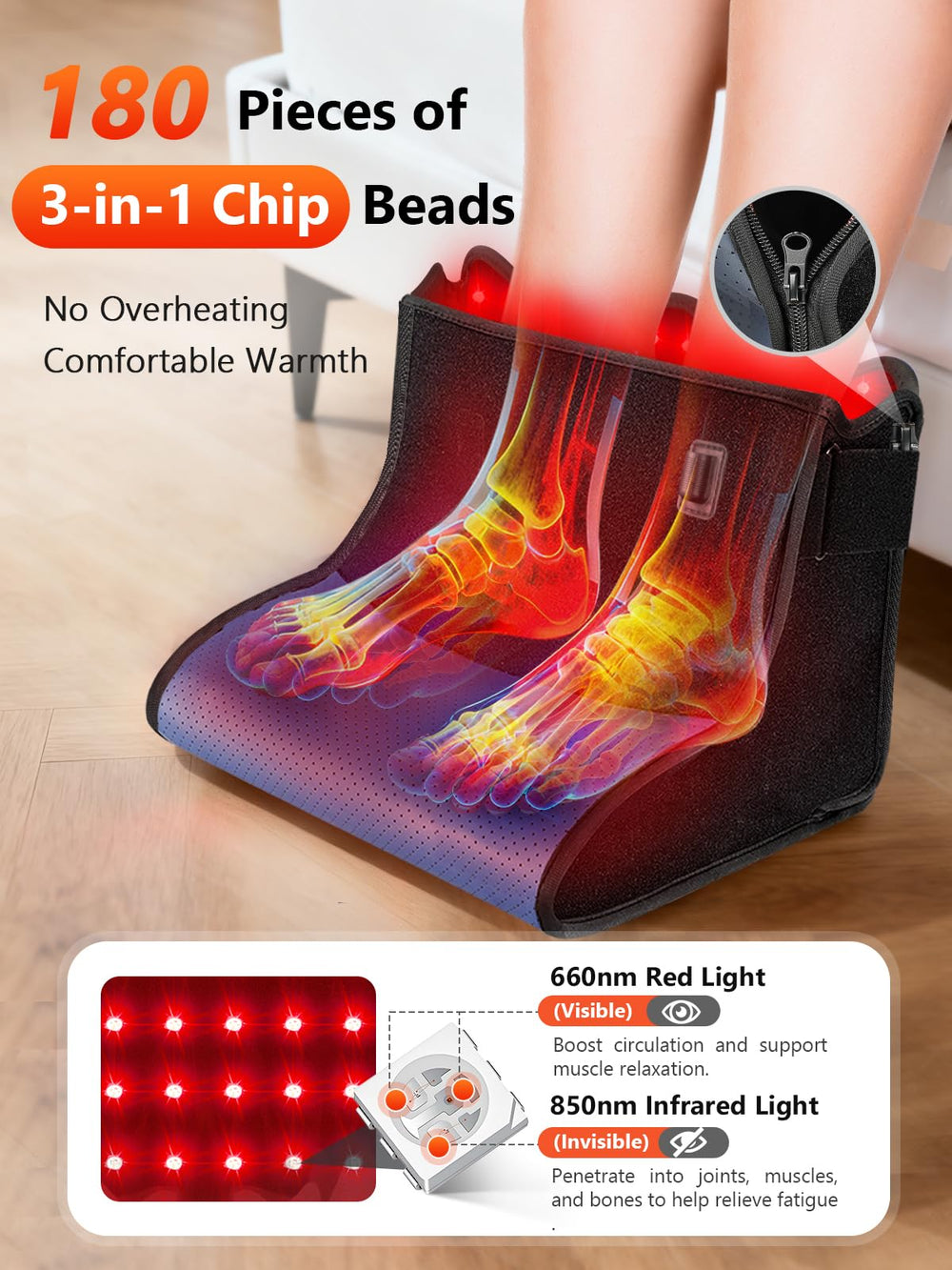 HALIDODO 180 LEDs illuminate the full foot and ankle area.