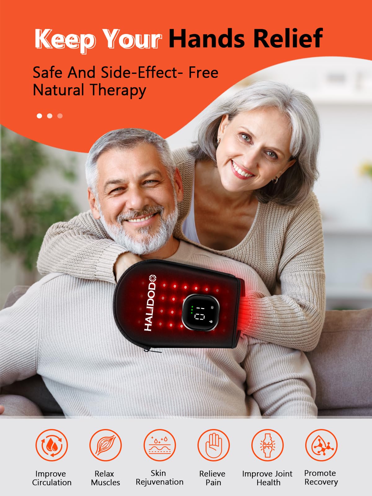 HALIDODO dual-wavelength 660nm and 850nm light across the hand