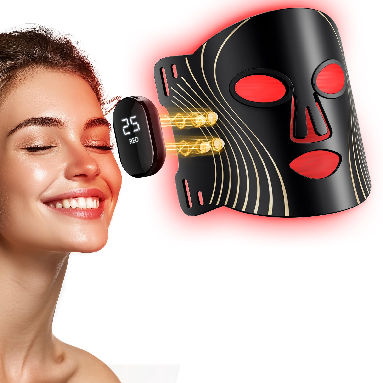 HALIDODO red-blue-orange near-infrared face mask front view for complete LED therapy