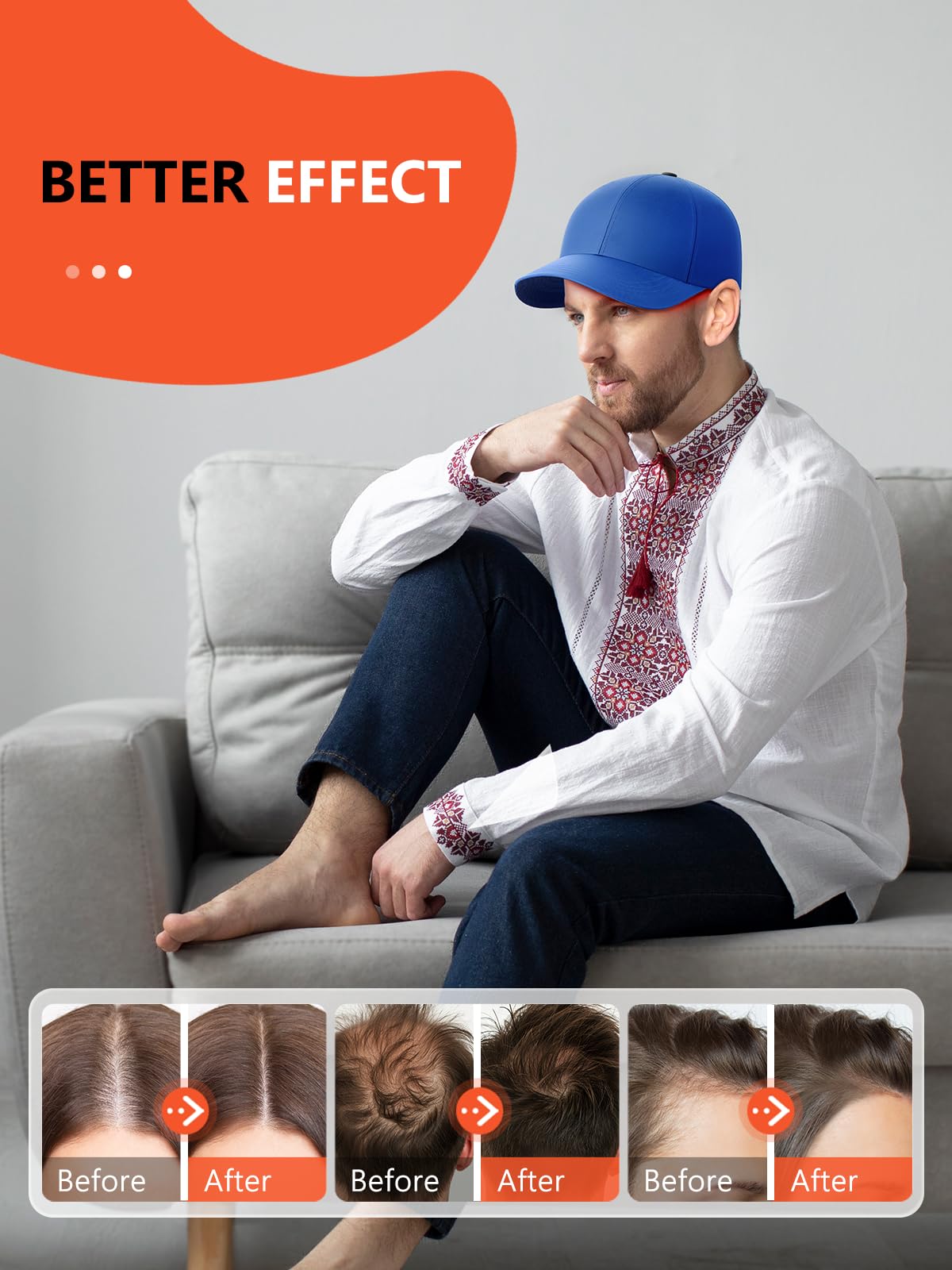 HALIDODO red light hair growth cap side view highlighting fit for daily use