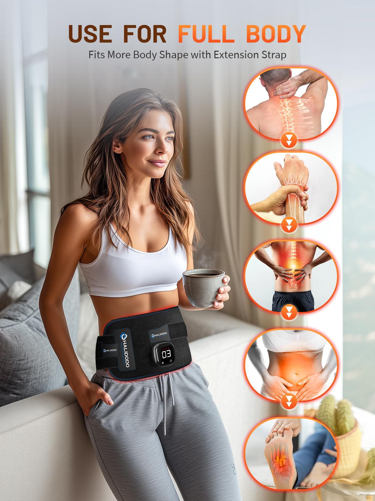 HALIDODO red light pad wrapped around knee supports flexible use