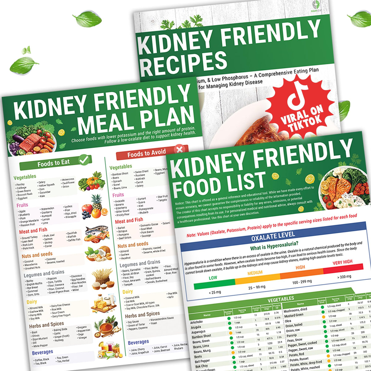 HAMIEW kidney-friendly food list chart cover helps plan kidney-safe meals.