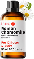 H'ana Roman chamomile essential oil bottle ready for diffusion to promote calm.