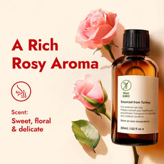 H'ana Rose Essential Oil in a diffuser scene for calming ambiance.