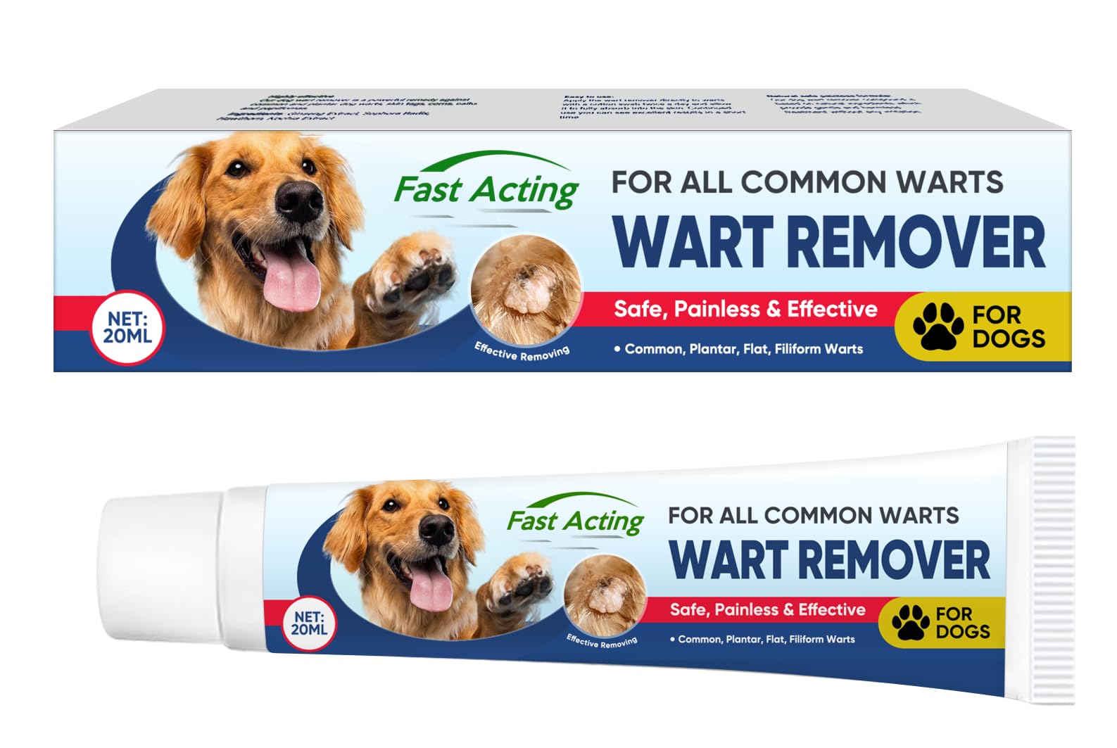 HANASCAR Dog Wart Remover bottle front shows easy, gentle care for dog skin.