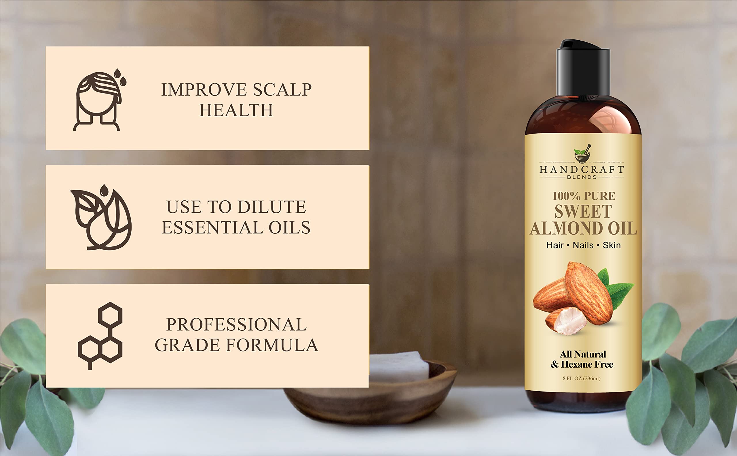 Handcraft Blends Aceite de Almendra Dulce en envase libre de crueldad.
