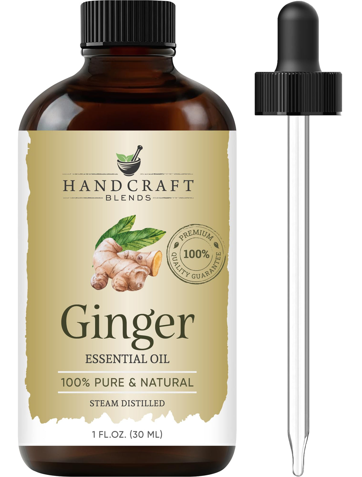 Handcraft Blends aceite esencial de jengibre en botella ámbar para preservar aroma