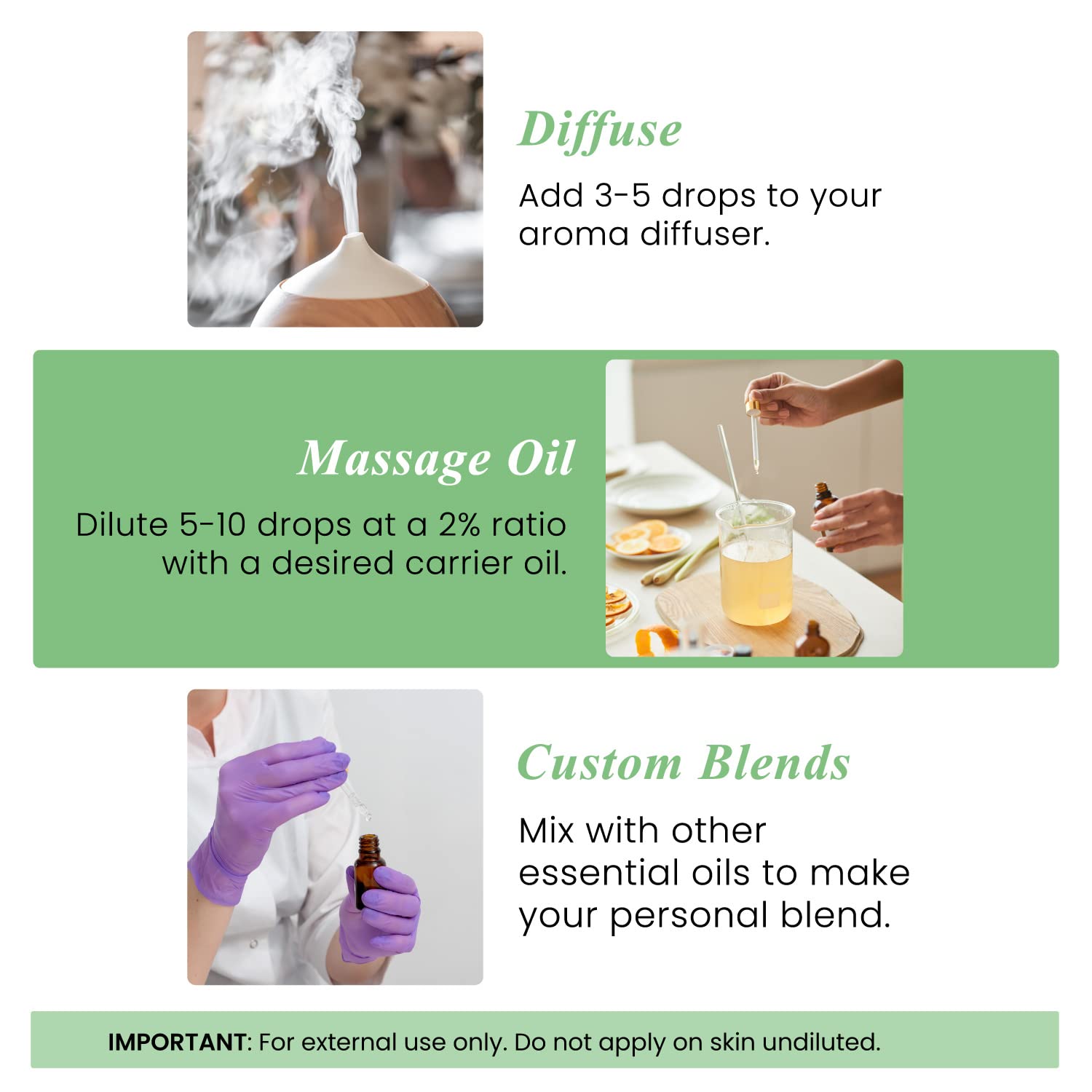 Uso para masajes relajantes con aceite de albahaca Handcraft Blends