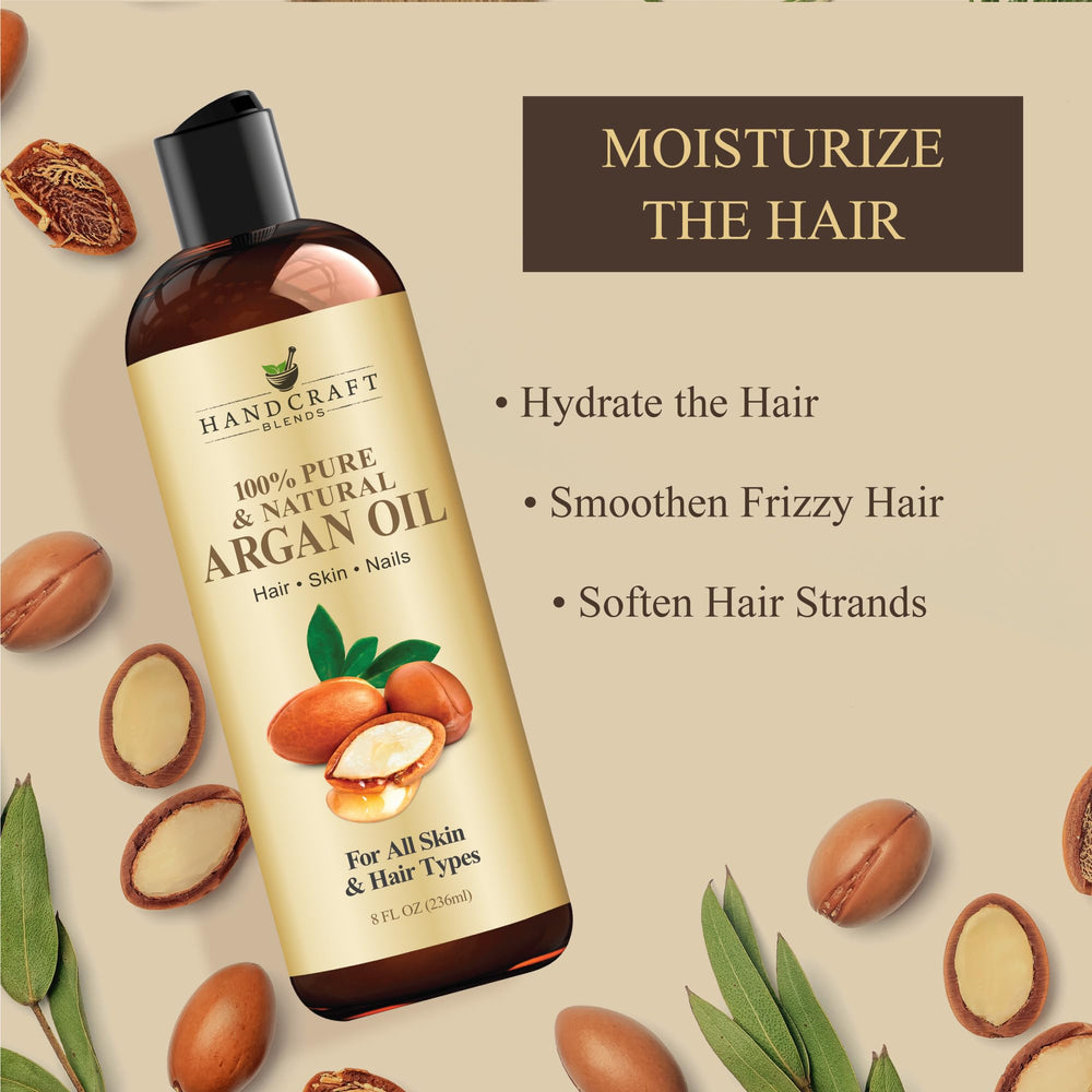 The Handcraft Blends Moroccan Argan Oil pump bottle for convenient use.