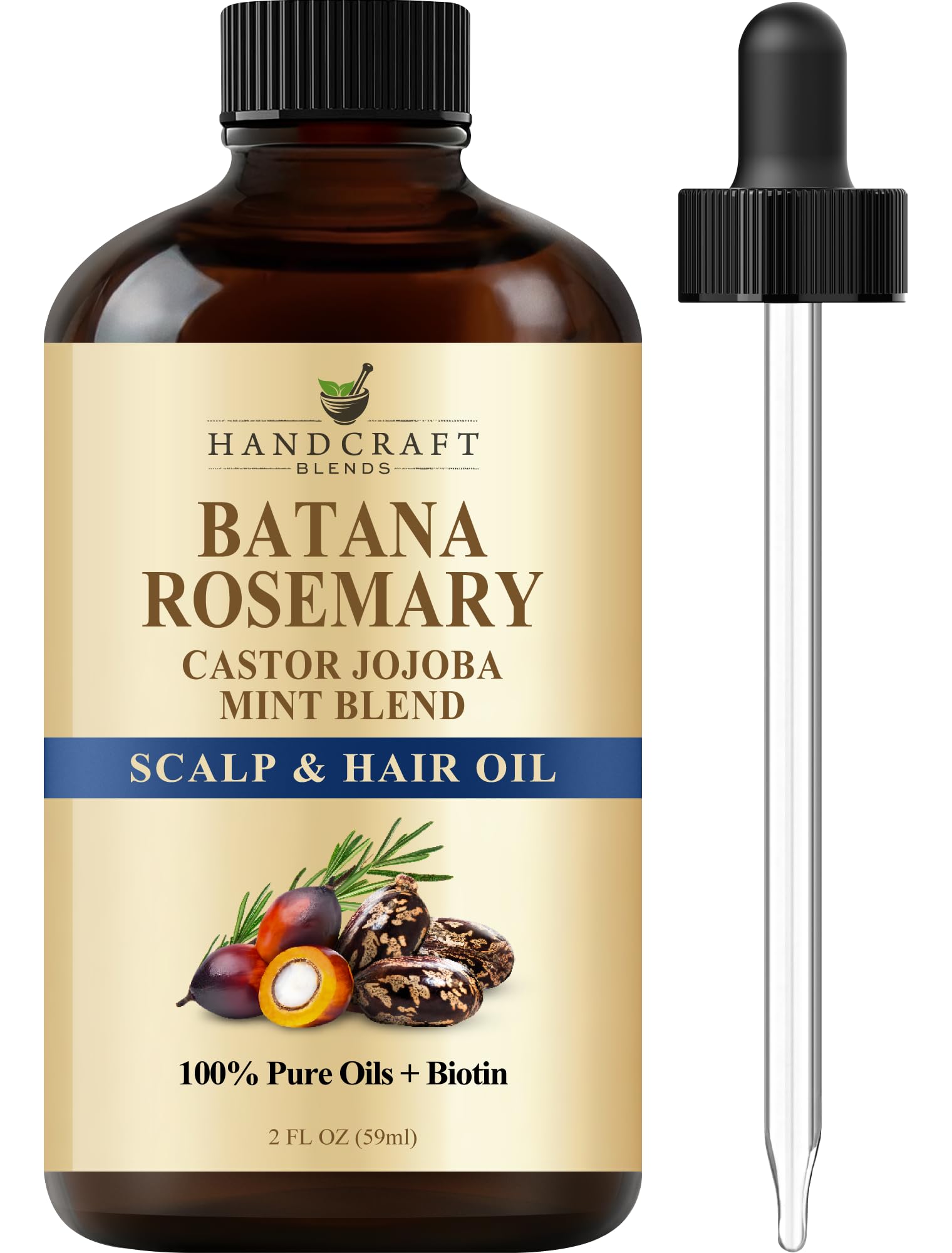Handcraft Blends Batana Rosemary Hair Growth Oil bottle for scalp nourishment and shine.
