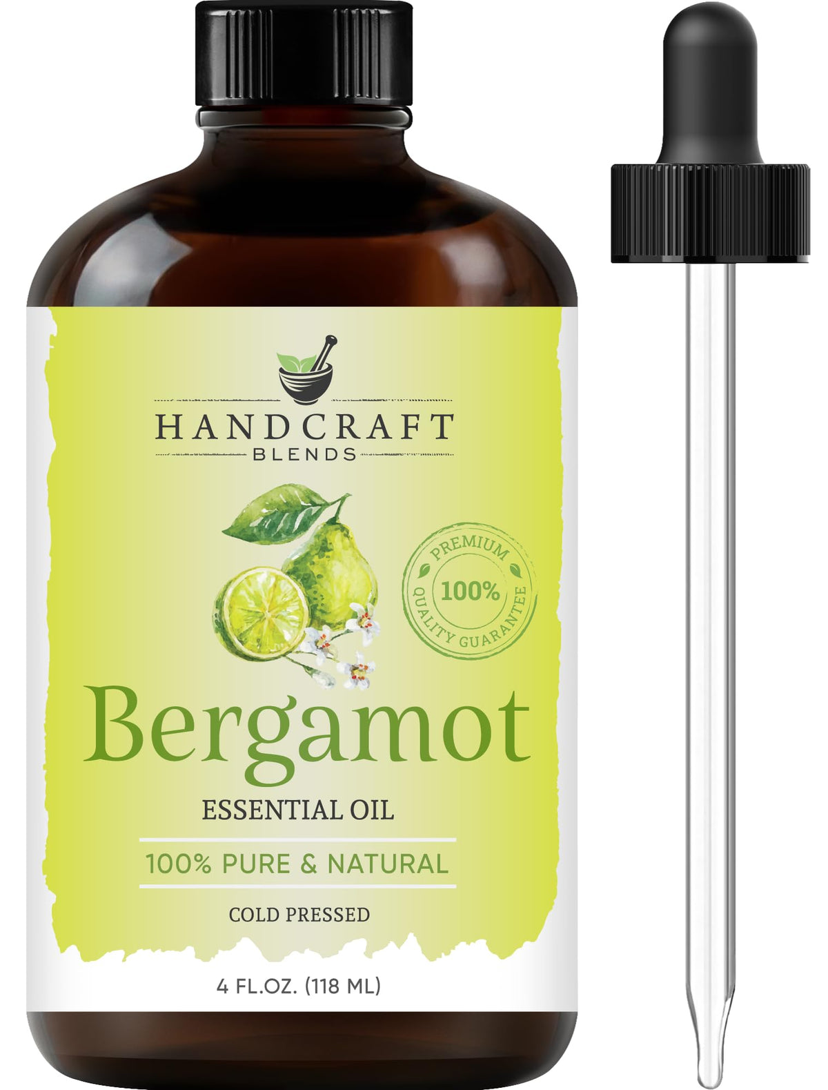 Handcraft Blends bergamot oil bottle for diffusion and aromatherapy.