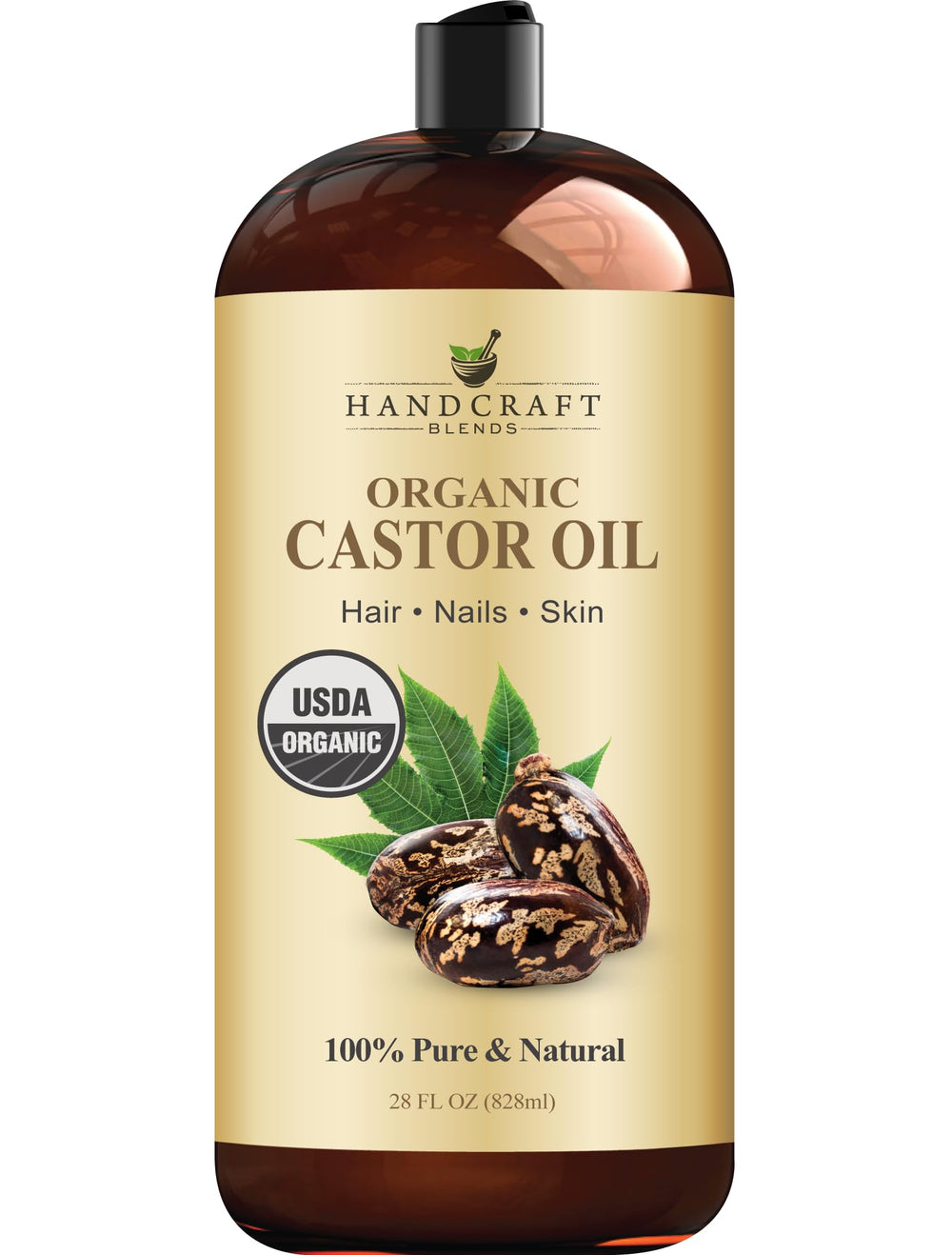 Handcraft Blends Organic Castor Oil bottle pour for DIY skincare and hair care