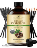 Handcraft Blends Cold-Pressed Organic Castor Oil – 4 Fl Oz Glass Bottle for Hair, Eyelashes & Brows | Pure Carrier Oil