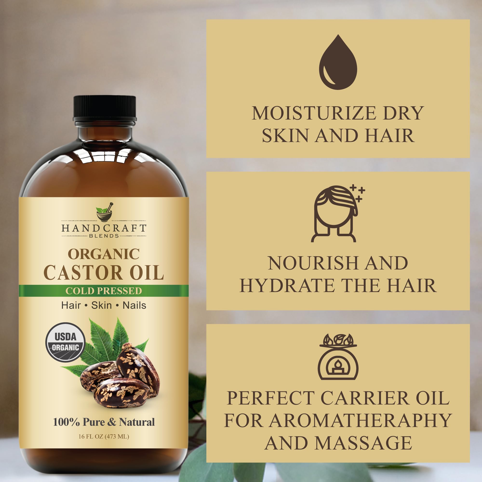 Handcraft Blends castor oil for eyelashes and eyebrows conditioning