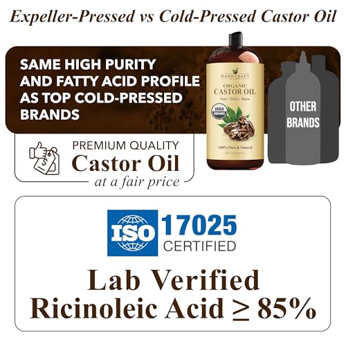 Handcraft Blends Castor Oil applied to hair for conditioning and moisturization