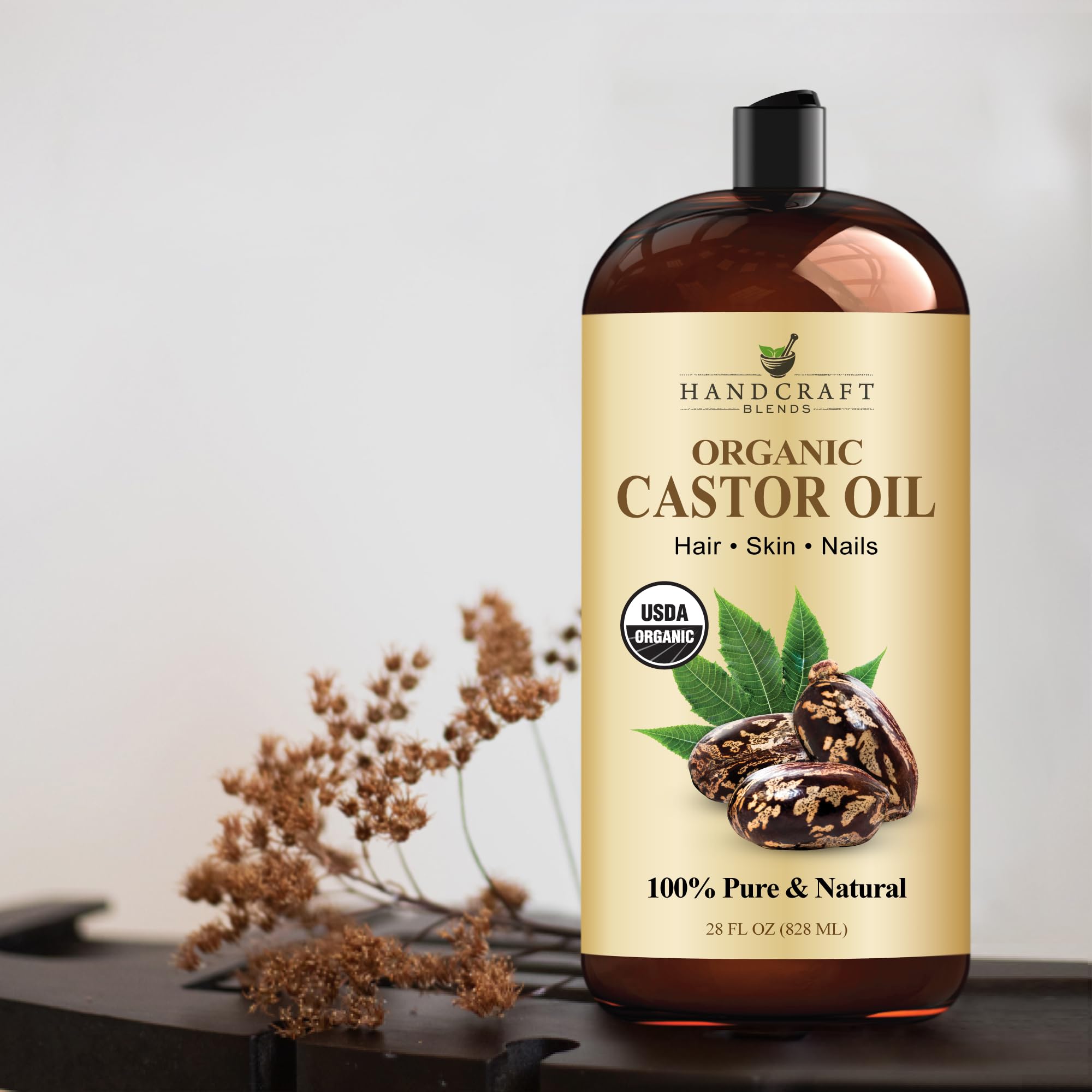 Handcraft Blends Organic Castor Oil packaging and usage versatility