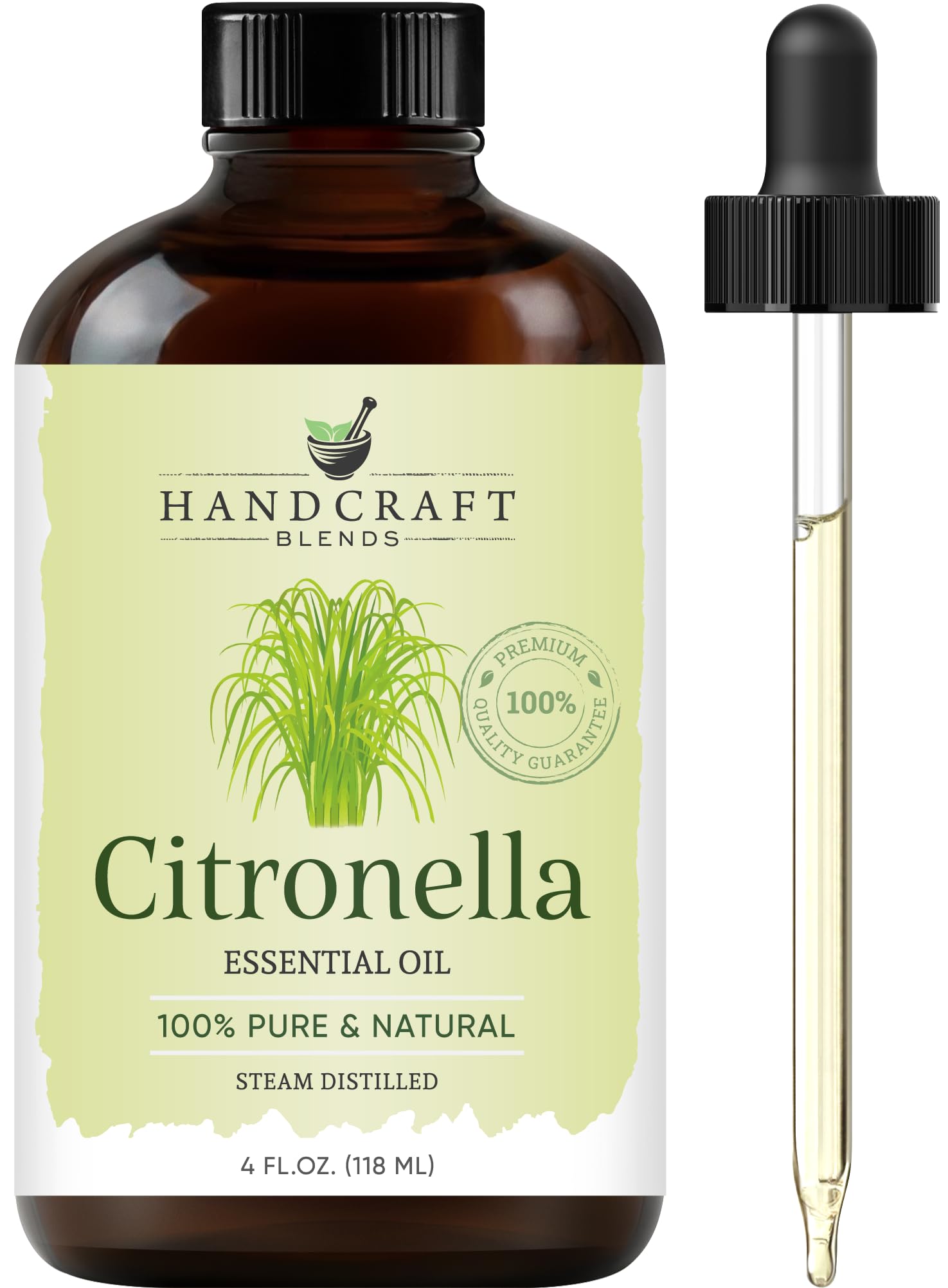 Handcraft Blends citronella oil in an amber bottle ready for diffusion and aromatherapy.