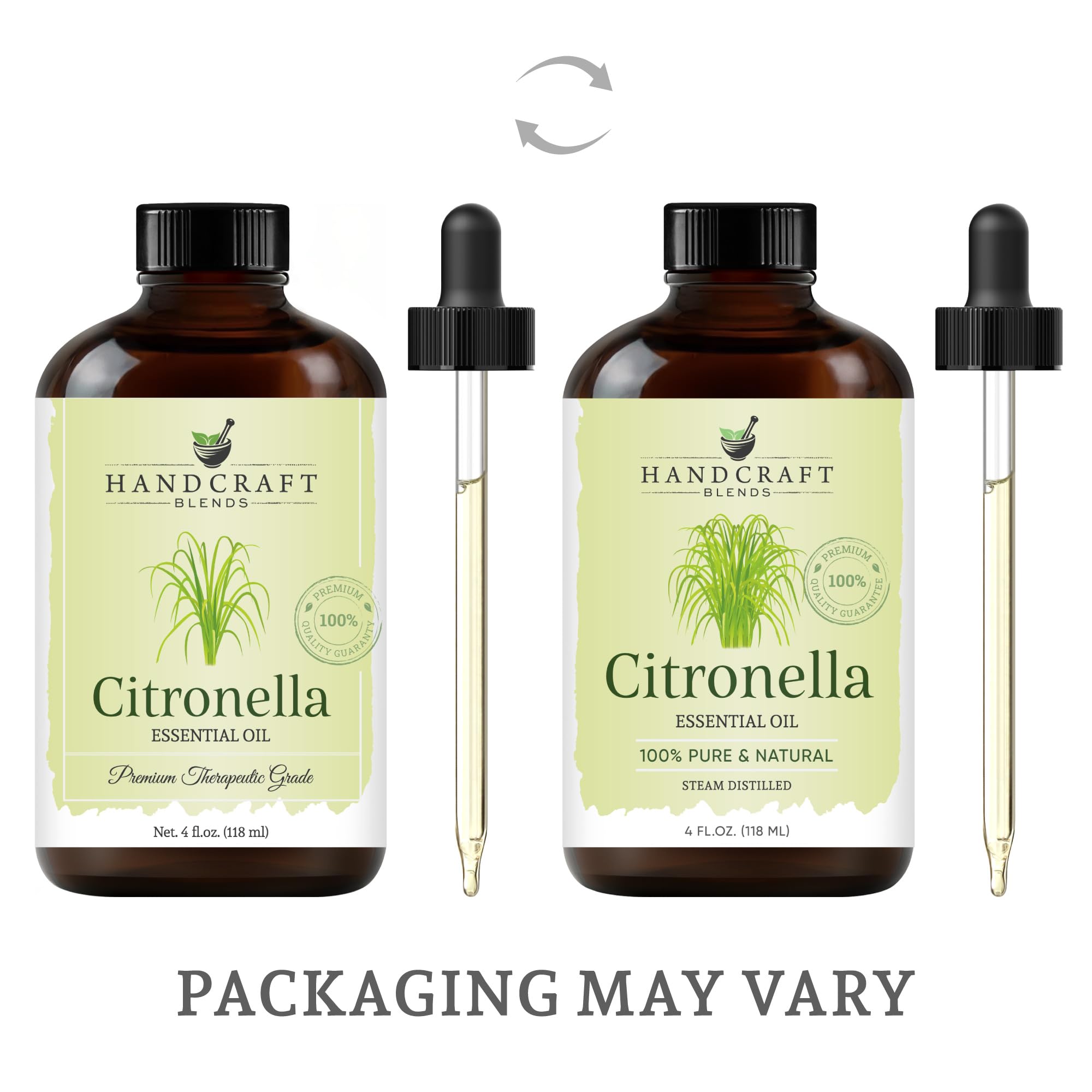 Handcraft Blends citronella oil with glass dropper for precise dosing in DIY blends.