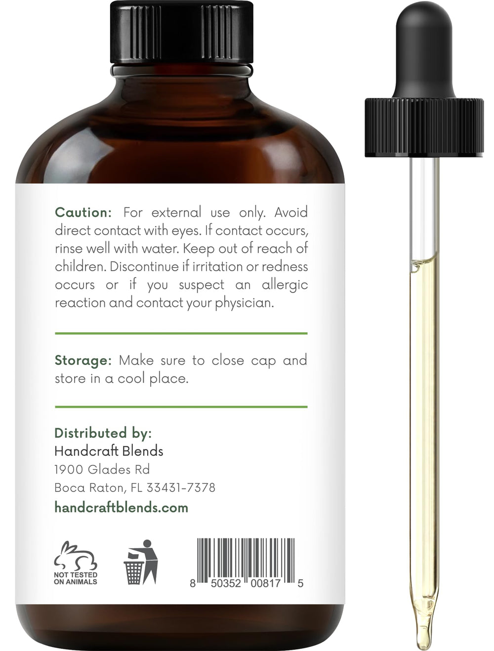Lab-tested Handcraft Blends citronella oil label confirms purity and quality.
