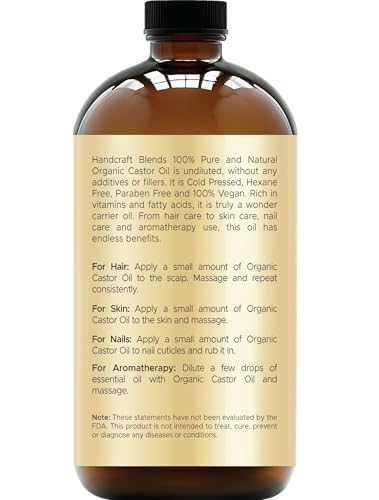 Pour bottle of Handcraft Blends castor oil ready for precise application