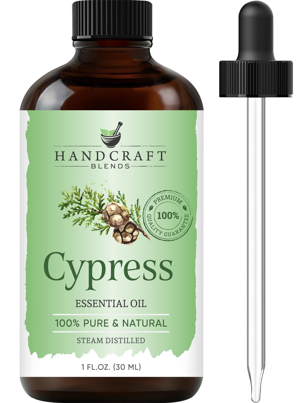 Handcraft Blends Cypress oil bottle shows premium packaging for easy storage and diffusion