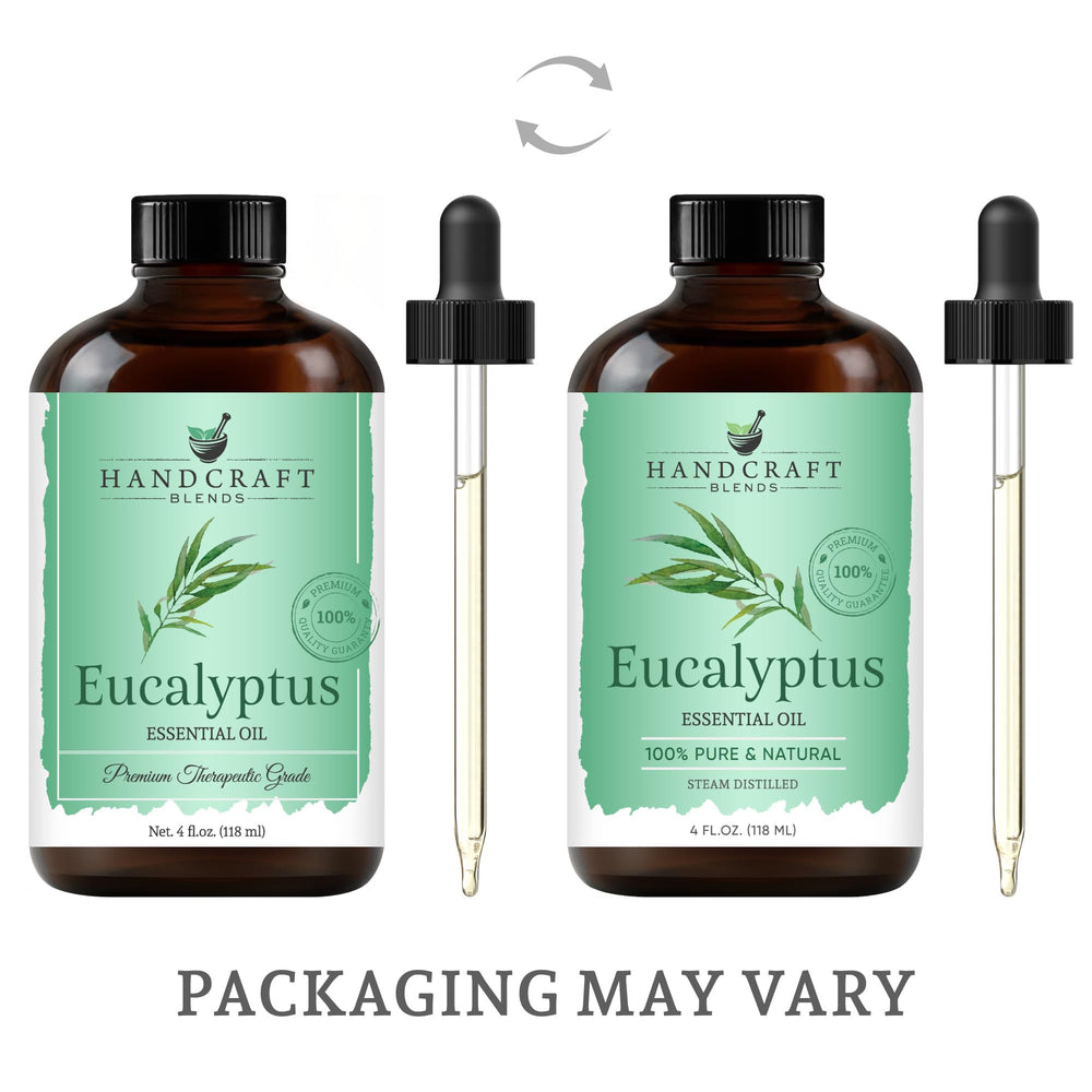 Aceite de eucalipto Handcraft Blends en vidrio ámbar protege la pureza.