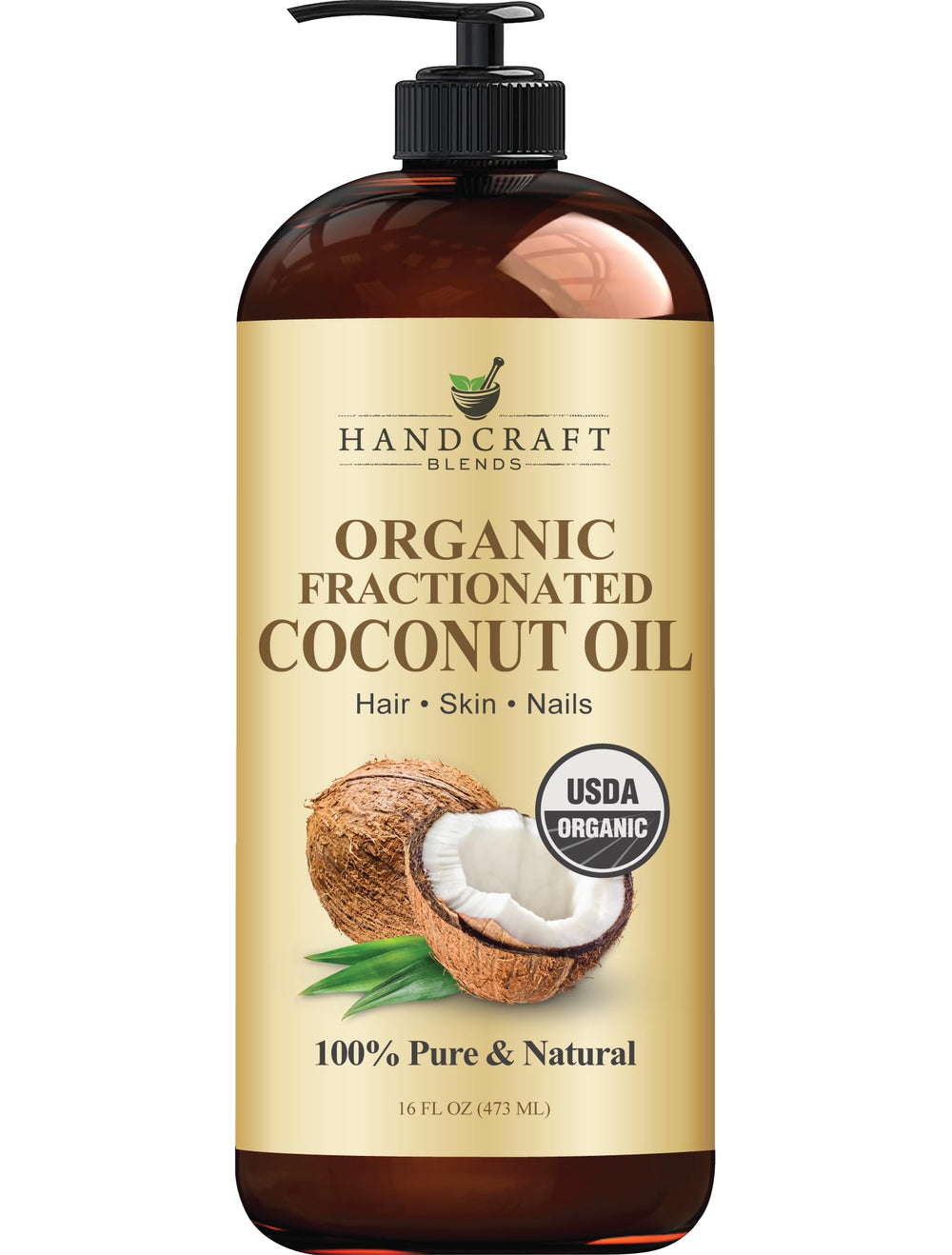 Handcraft Blends Fractionated Coconut Oil bottle pour for fast absorption and versatile use.