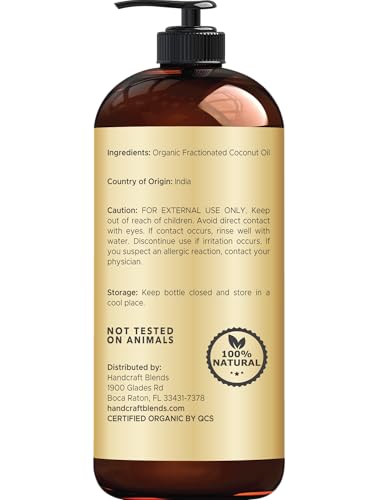 Handcraft Blends Fractionated Coconut Oil skin application shows lightweight moisture.