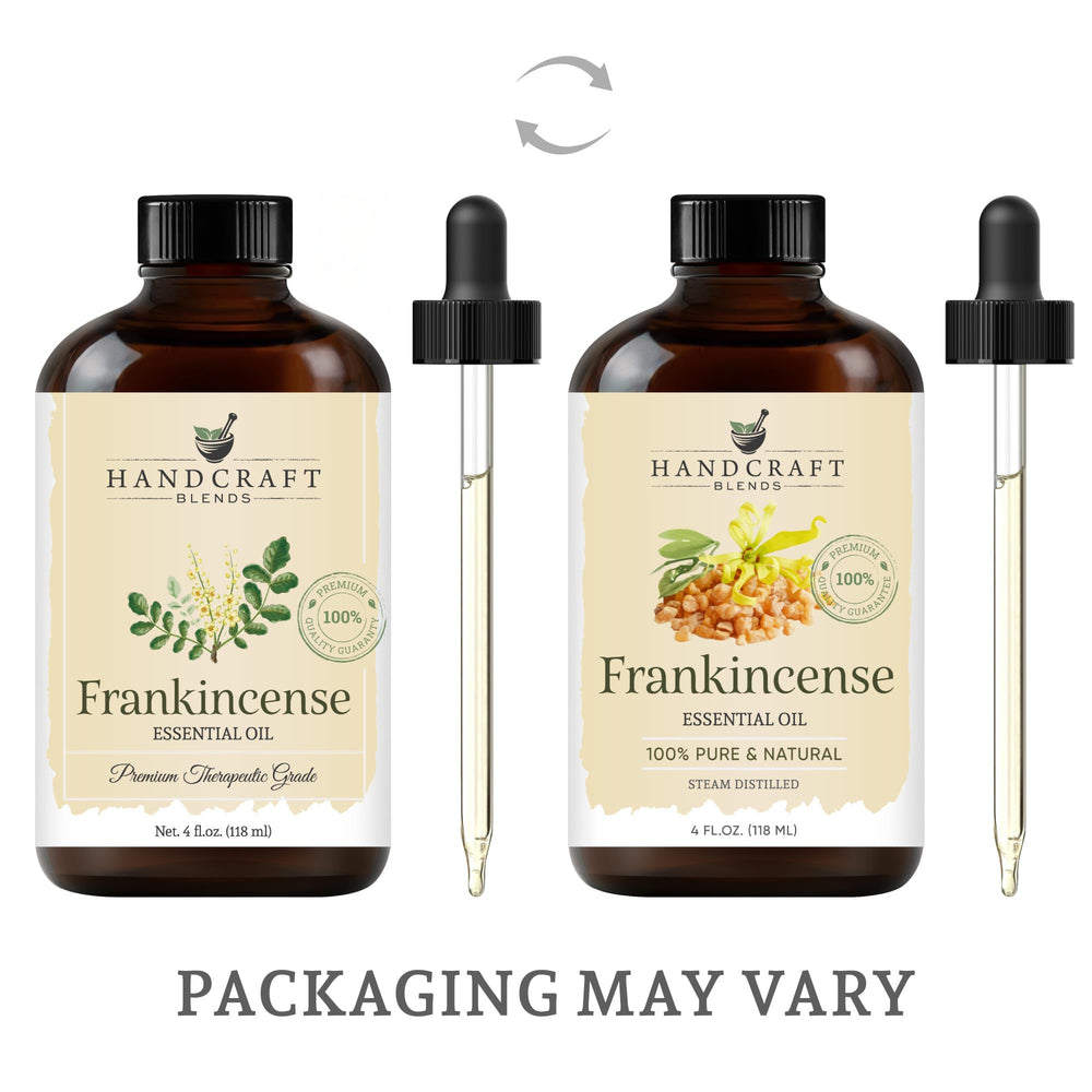 Handcraft Blends Frankincense oil amber bottle dispensing—precise dosage for safe use.