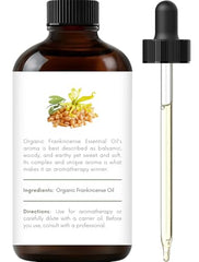 Amber glass bottle protects Frankincense oil's purity for storage.