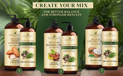 Applying Handcraft Blends castor oil for hair care and scalp nourishment.