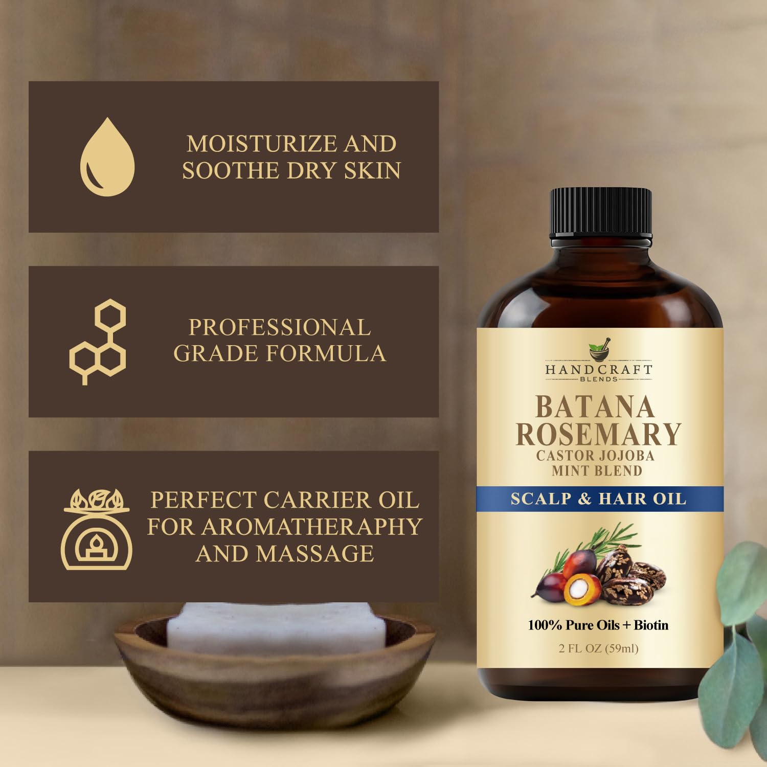 Handcraft Blends oil is ready for easy application to scalp and lengths.