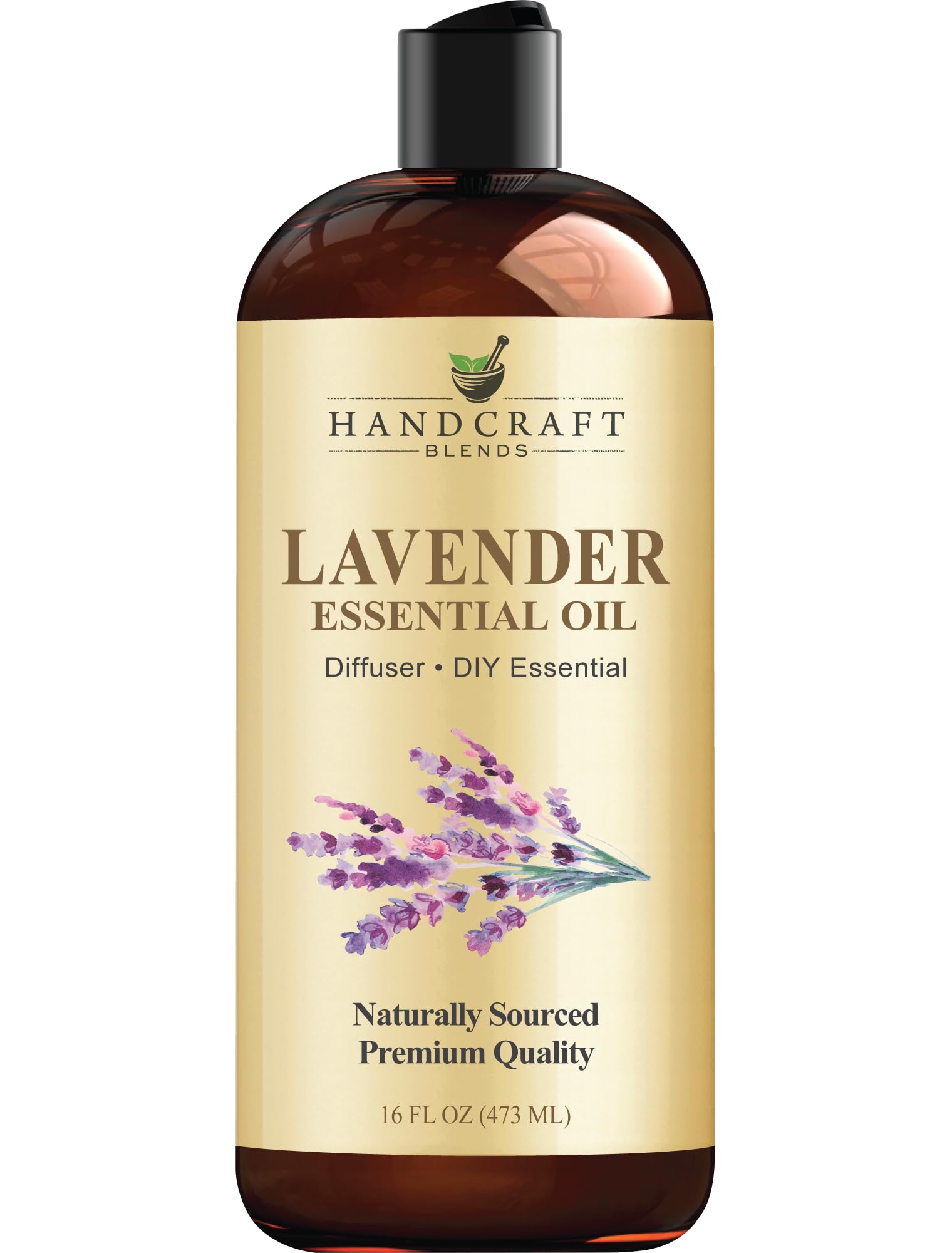 Handcraft Blends Lavender Oil 16oz bottle with a clear view of the aroma and capabilities for DIY projects