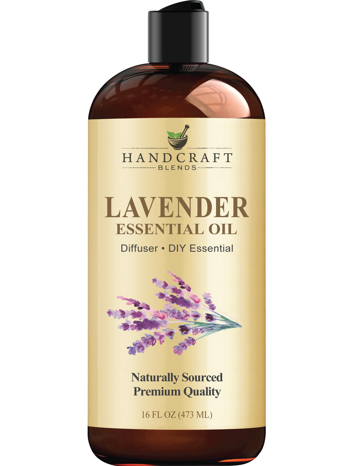 Handcraft Blends Lavender Oil 16oz bottle with a clear view of the aroma and capabilities for DIY projects