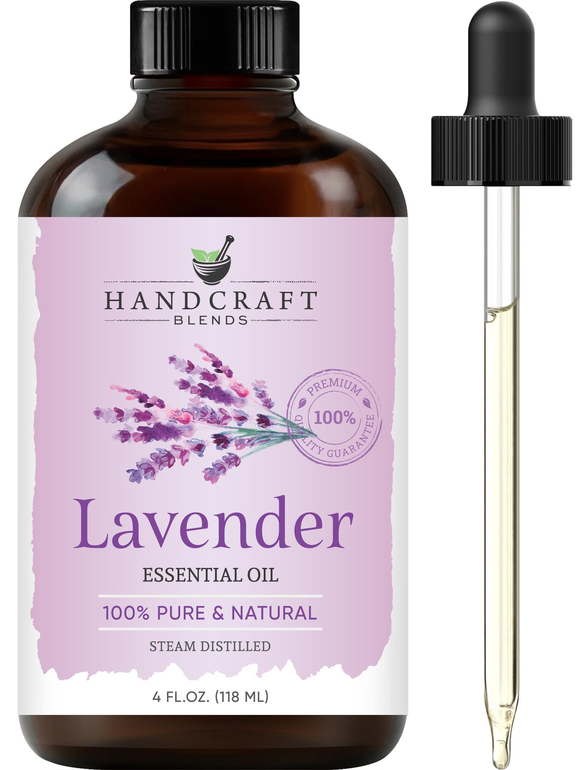 Handcraft Blends Lavender essential oil bottle closeup for diffusion and routine rituals.